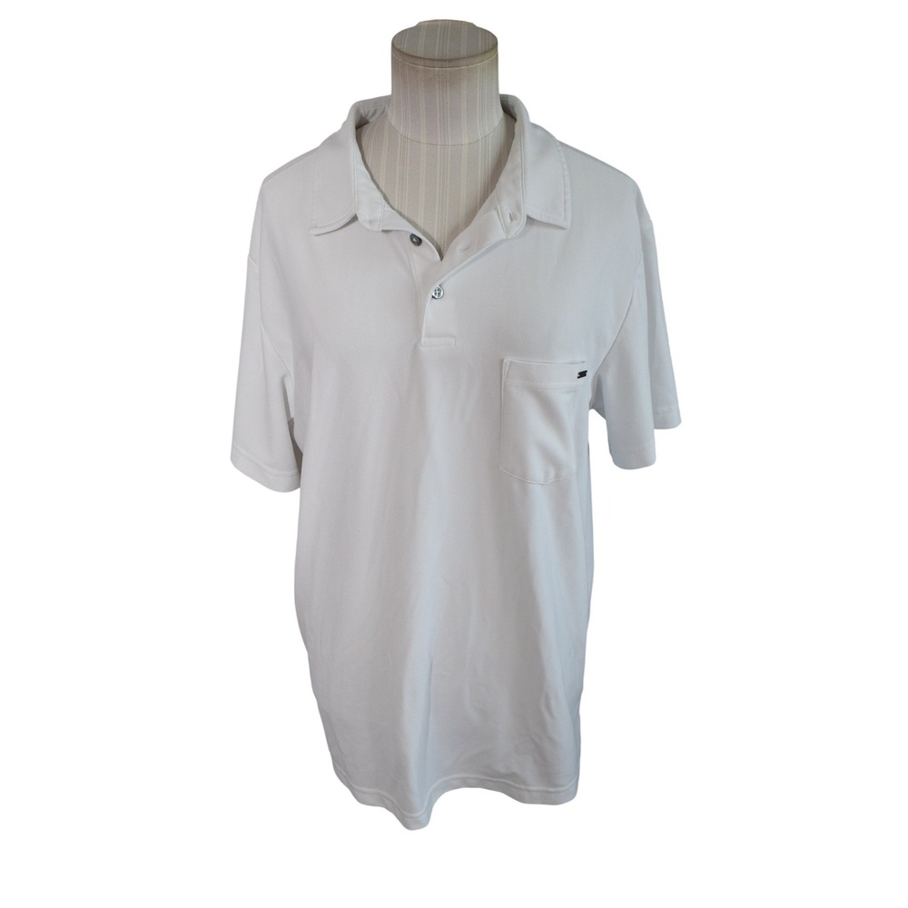 Vuori Ace Polo Shirt Large White Short Sleeve Pocket Athletic Mens V164 Golf